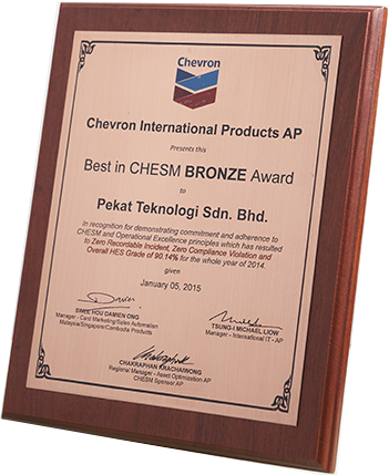 Best in CHESM Bronze Award from Chevron International 2015